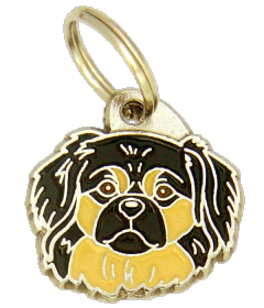 SPANIEL TIBETANO NEGRO Y CREMA - Placa grabada, placas identificativas para perros grabadas MjavHov.